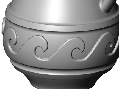 Wave pattern vintage urn and vase 3D print model
