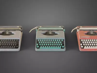 Used typewriter Low-poly 3D model
