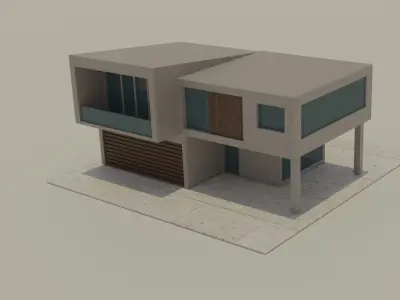 Low Poly Modern House Free low-poly 3D model