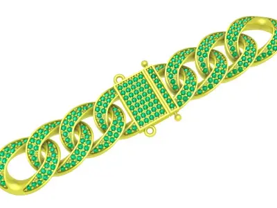 Luxury Cuban Link Bracelet With Pave Clasp Jewelry 4135 3D print model