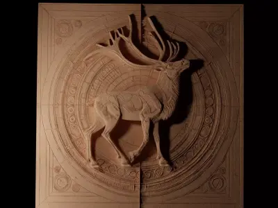 Reindeer CNC 3d Print High Relief Sand Casting 3D print model