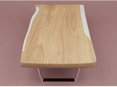 Wooden Table with chrome legs  Low-poly 3D model