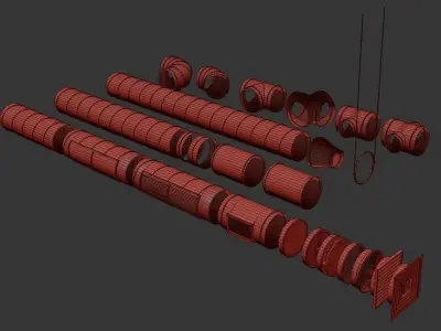 ventilation sistems Low-poly 3D model