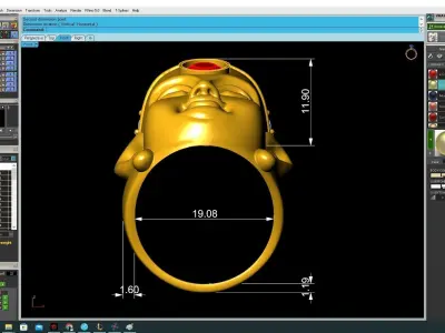 Luxury Buddha Head Ring with Gemstone  3324 3D print model