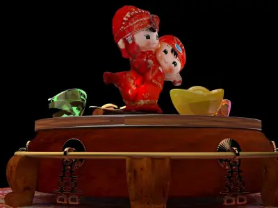 Chinese wedding couple  3D model