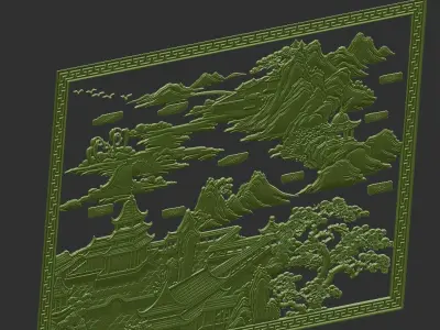 ancient Chinese painting of bas-relief  3D print model