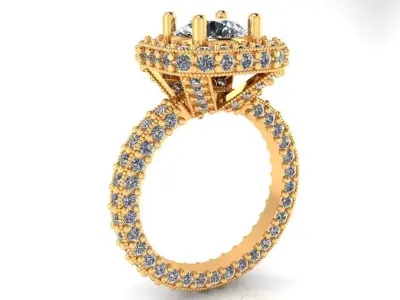 Women Ring 56 special diamond halo cluster engagement ring 3D print model