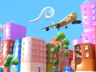 Simple City Cartoon 2 Low-poly 3D model