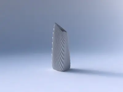 Vase tipped triangle with wavy extruded lines 2 3D print model