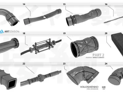 SCI FI WIRES ELEMENTS  3D model