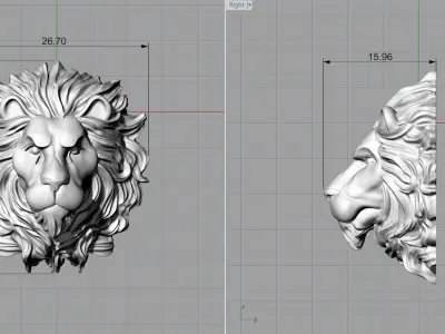 Lion head for pendant or wall 3D print model 3D print model