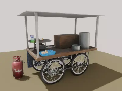 INDIAN PANIPURI CART  Low-poly 3D model