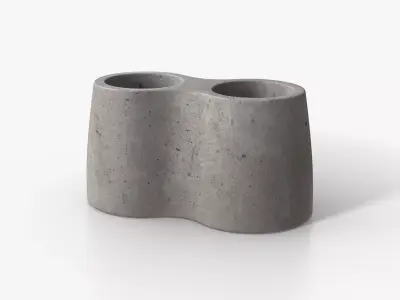 Concrete Vases Double Low-poly 3D model