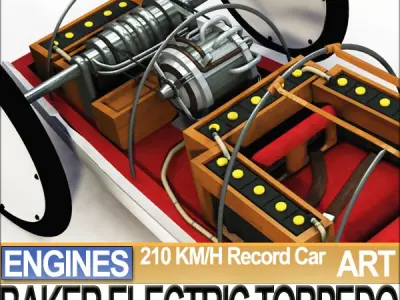 Record Car Baker Electric Torpedo 1902 STL Printable 3D print model