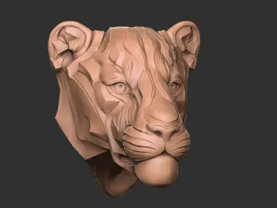 Tiger head wall decoration statue 3D print model
