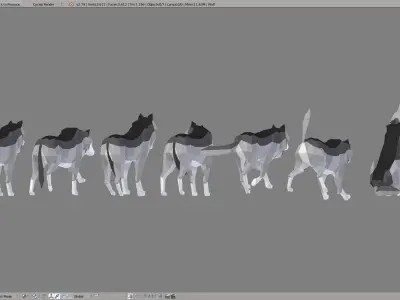Wolves polygonal wolf Low-poly 3D model