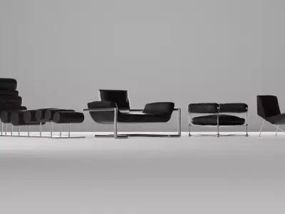 Leather Chairs furniture pack 3D model