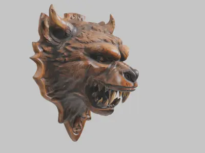 Wolf Head Wall Decor 3D Model Low-poly 3D model