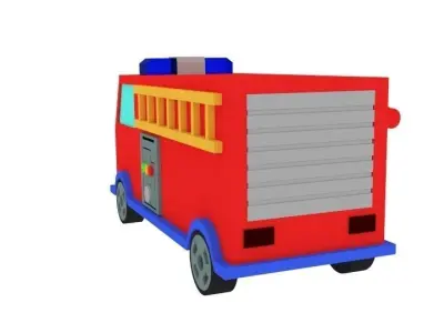 Cartoon Firetruck Toy Low-poly 3D model