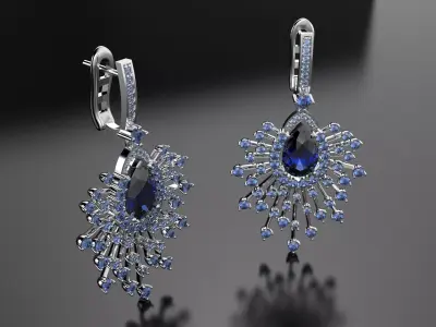 Earrings with many stones 3D print model