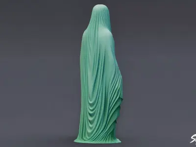 Ghost Statue Standing Draped Low-poly 3D model