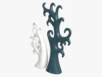 Abstract Tree Ceramic Figurine Set 06 v1 3D model