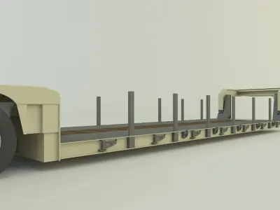 3ax lowbed trailer 3D model