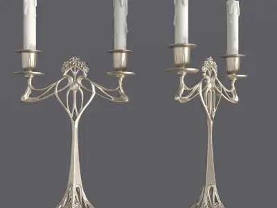Two-arm candelabra 3D model