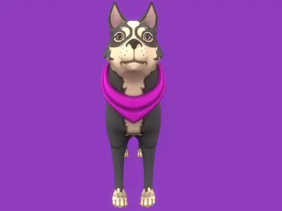 Stylized Grey Seberian Husky for Games and Animation Low-poly 3D model