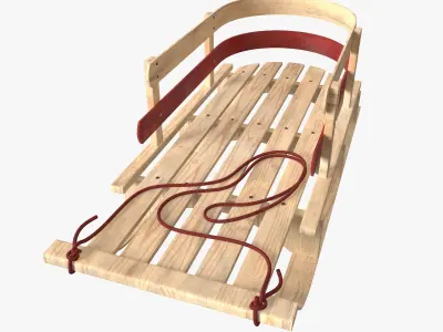 Wood sled 3D model