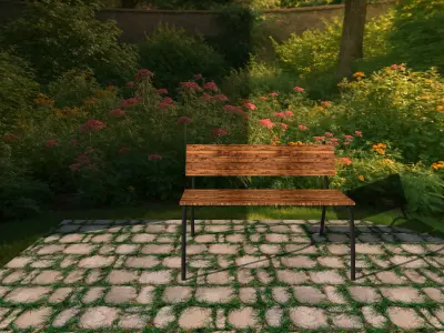 Garden Bench Free low-poly 3D model
