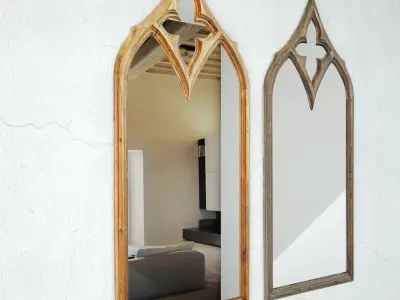 Cathedral Teak Window Mirrors 3D model