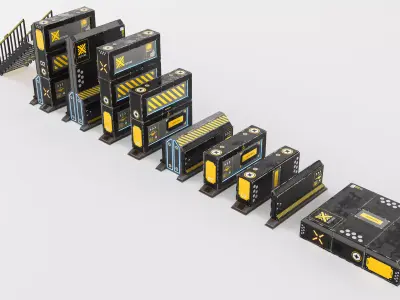 Sci-Fi Cover Wall Low-poly 3D model