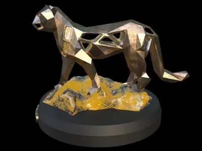 Steampunk Leopard Rock Low-poly 3D model