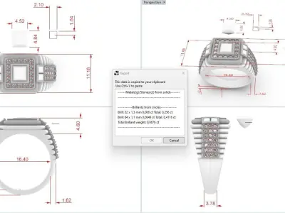SQUARE STONE RING Free 3D print model