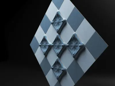 Ceramic blue tile - Casa Batllo - Gaudi 3D model