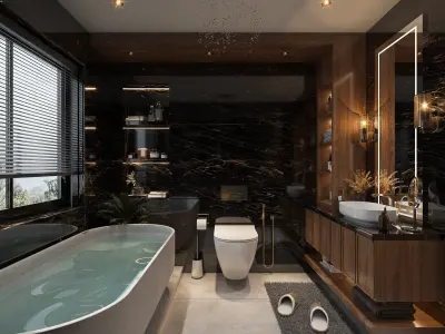 bathroom modern with walls and marble floors Low-poly 3D model