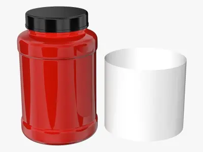 Red Bottle with Label and Cover 3D model