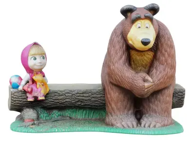 Sculpture Of The Characters Masha And The Bear  3D model
