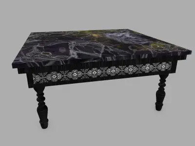 Table side with marble top Low-poly 3D model