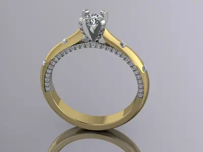 Elegant Diamond Ring Jewelry Gold  3D print model