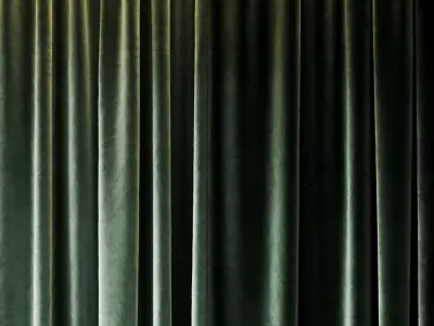 Set of soft green silk curtains with wrinkles  collections 08  Low-poly 3D model