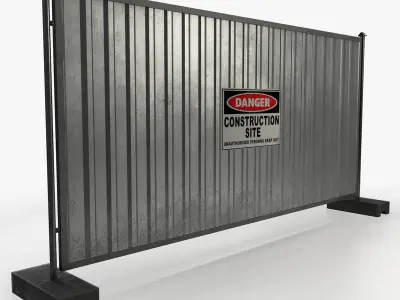 Construction Site Fence  Low-poly 3D model