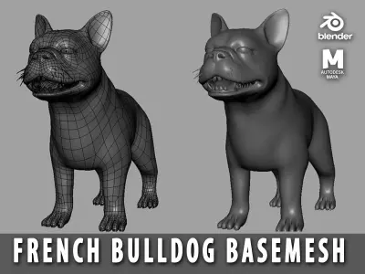 French Bulldog BaseMesh Low-poly 3D model