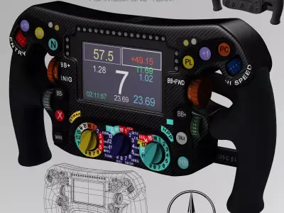 Mercedes W06 Steering wheel Low-poly 3D model