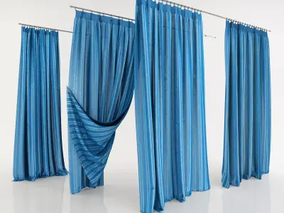Blu curtains variations 3D model