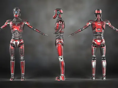 Scifi Robot Concept with Realistic Texture Low-poly 3D model