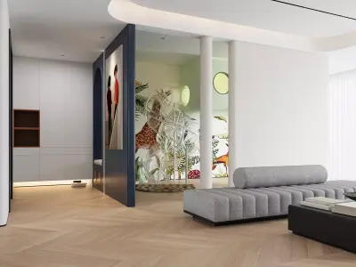 Modern living room dining room interior scenes 492 3D model