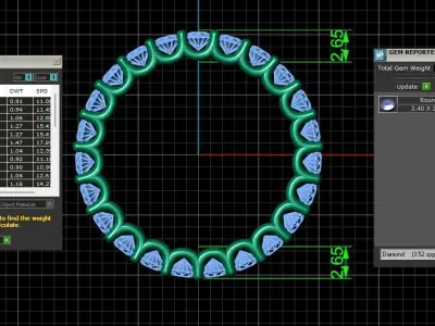 U Shaped Eternity Ring 2 point 4 mm stone size swiss 9 and EU49 3D print model
