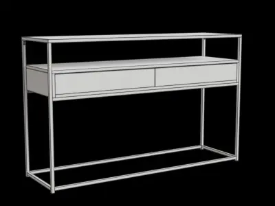 Glass Top 2 Drawers Console Table Low-poly 3D model